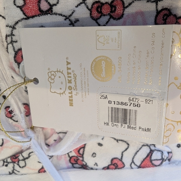 Pottery Barn Teen Women's Hello Kitty Organic Flannel Pajama Set Sz Medium - Picture 17 of 17